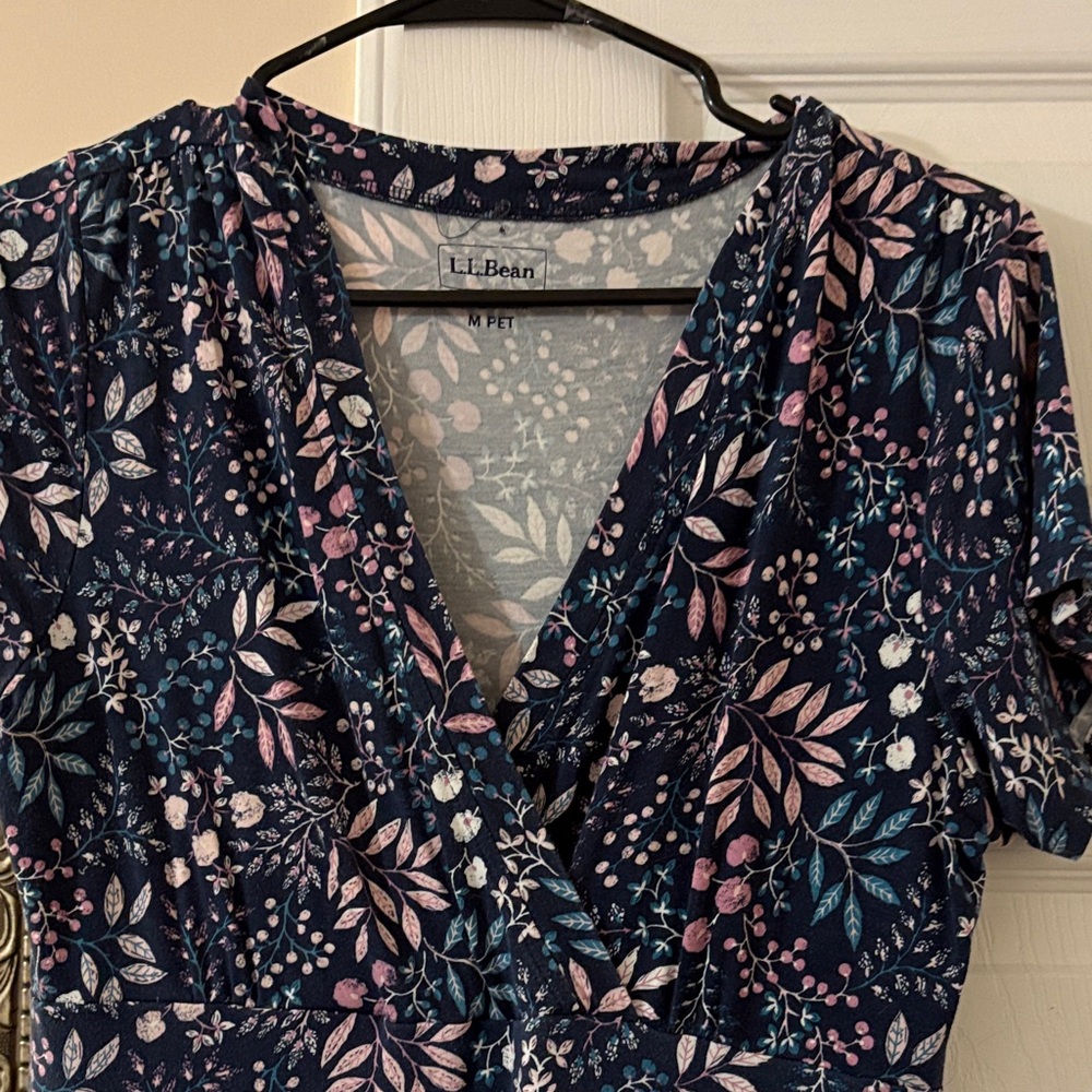 L.L. Bean Women's Navy Floral Dress
